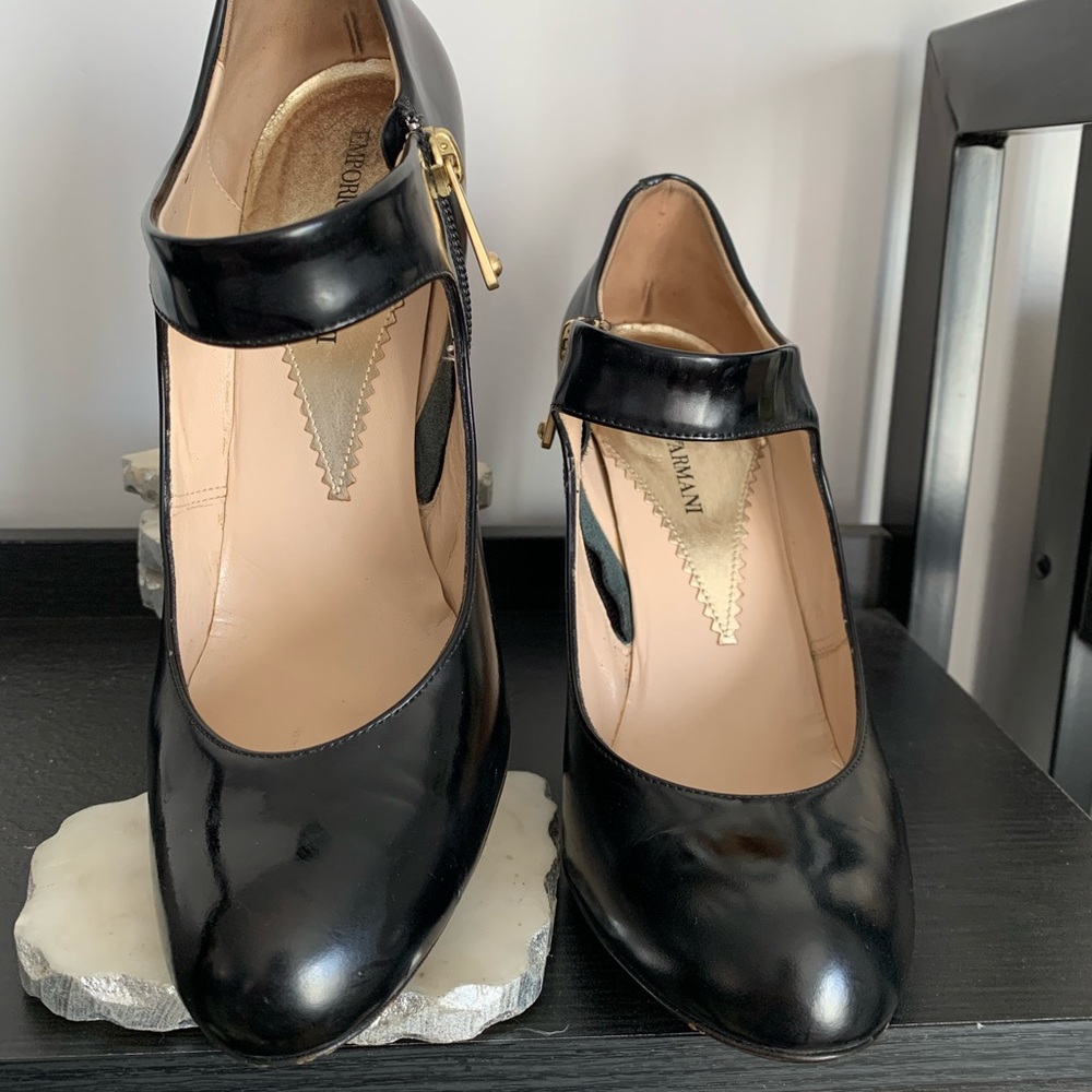 Emporio Armani Black Mary Jane Pumps - Picture 7 of 11